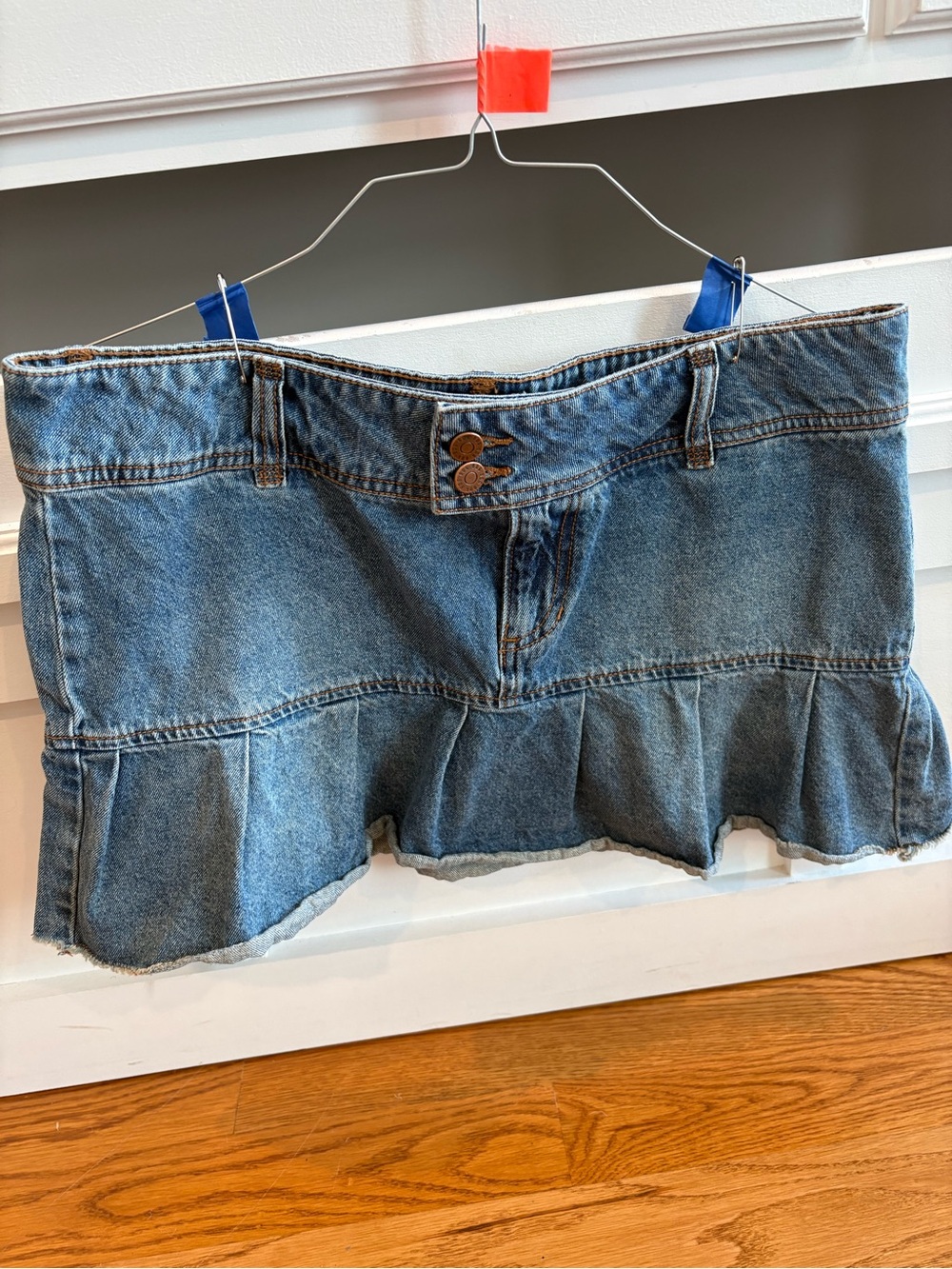 BDG, Urban Outfitters Light Blue Denim Skirt with Label Detail